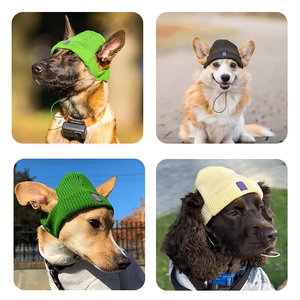 Gorro de <span class=keywords><strong>Pet</strong></span> Personalizado com Logo, Quente para Outono e Inverno, Ajustável com Cordão, à Prova de Vento, Macio e Plush, Chapéus de Tricô para Cães com Furos para as Orelhas - Product Image 3