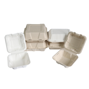 Tomat 6x6 inci kotak makan siang sekali pakai 500ml wadah makanan cepat untuk restoran kotak <span class=keywords><strong>burger</strong></span> kertas tebu UNTUK RESTORAN - Product Image 5
