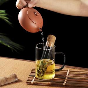 Infuseur à thé en verre borosilicate haute résistance avec couvercle en liège, filtre à thé en tube pour thé en vrac - Product Image 4
