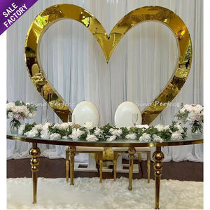Hot Sale Popular Glass Top Stainless <b>Steel</b> <b>Leg</b> Furniture Garden Half Moon Gold Dinner <b>Table</b> <b>for</b> Wedding - Product Image 1