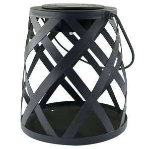 Lampada solare decorativa in metallo nero, resistente alle intemperie, luce LED, ideale per esterni e decorazione di giardini. - Product Image 1