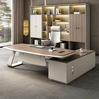 Bureau de direction en L moderne de luxe léger, avec armoire latérale à double niveau et cadre en alliage d'aluminium, vente en gros d'usine pour le bureau