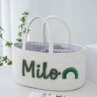 Panier de rangement en corde de coton personnalisé avec poignées, organisateur de jouets tissé personnalisé pour chambre de bébé et rangement domestique