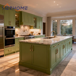 YIERHOME Set <span class=keywords><strong>Cucina</strong></span> Modulare Personalizzato |   Mobili verdi <span class=keywords><strong>con</strong></span> <span class=keywords><strong>isola</strong></span> <span class=keywords><strong>cucina</strong></span> abbinata - Soluzione completa - Product Image 2