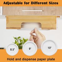 Dispenser piring lemari dapur bambu lebar dapat diatur, tempat pelat meja pernis bentuk persegi lebar, desain fungsional fleksibel