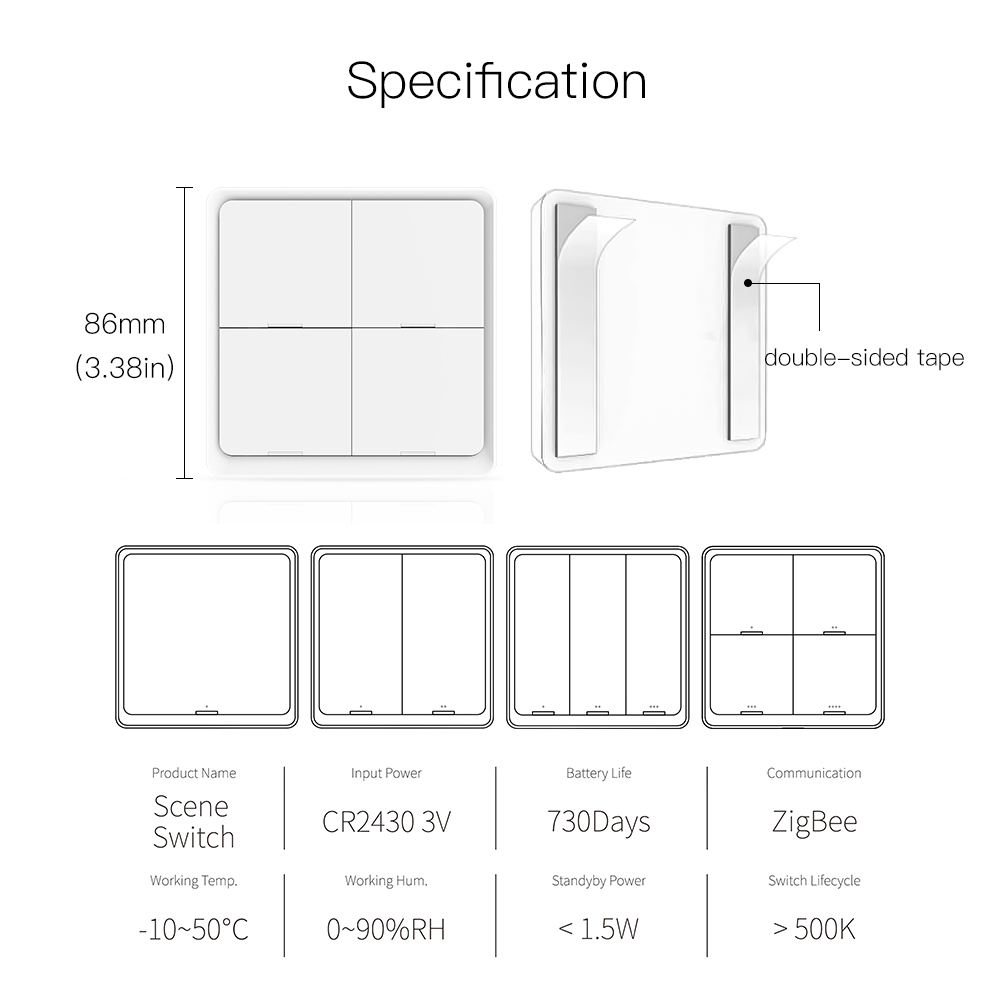 EU New Zigbee Smart Switch Wall Panel Remote Control Home Products Tuya Smart Life App Battery Wireless Scene Smart Switch · image 2