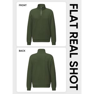 2025 Men's Casual Long Sleeve Quarter Zip Waffle <b>Sweatshirt</b> Solid Color Geometric Texture Pullover Knit for Polo with Lined - Product Image 3