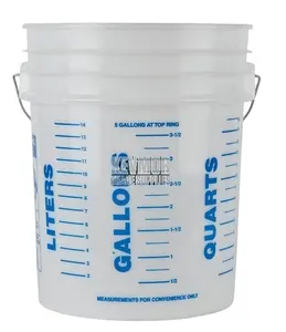 5 Gallon plastic bucket Measuring and mixing paints or adhesives