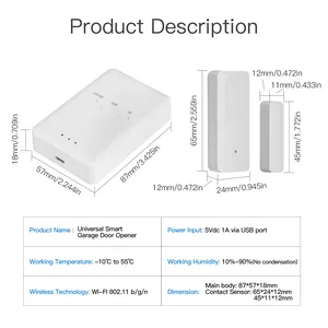 Tuya motor inteligente para porta de garagem, motor de garagem inteligente que desliza o portão abridor de motor rf controle on/off botão de aprender