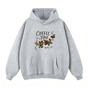 Sudadera con Capucha de Algodón Gris Claro con Estampado de Elementos Lunares, Diseño de Fase Lunar, Diseño de Cielo Nocturno Celestial, Diseño Bohemio Inspirado en el Café - Product Image 1