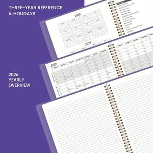 สมุดบันทึกวางแผนรายวัน Prolead 2026 Efficiency Handbook แบบสันห่วง A5 ปกหนัง พิมพ์ลาย ปฏิทินรักษ์โลก สำหรับจัดตารางงาน สีทอง - Product Image 2