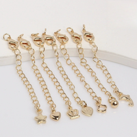 10 pièces/sac Chaîne d'extension plaquée or 14/18 carats de différentes formes avec fermoirs mousquetons pour la fabrication de colliers et de bijoux DIY