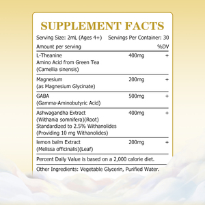 Gouttes liquides de haute qualité pour le sommeil, extrait d'ashwagandha et extrait de mélisse, gouttes liquides de magnésium pour la concentration et l'attention - Product Image 2