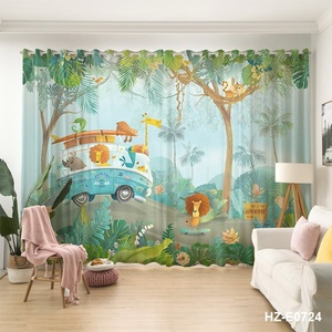 <span class=keywords><strong>Tende</strong></span> Trasparenti con Stampe Digitali per Camere dei Bambini, Motivi di Animali Cartoon, Design per Finestre - Product Image 4