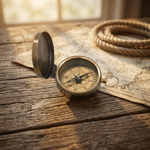Brass <b>Compass</b> With Pointer Dial Hanging Ring For Hiking Outdoor Activities Style Portable Navigation Tool - Product Image 2