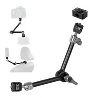 Bras articulé réglable de 11 pouces à friction et pince super robuste, compatible avec les filetages 1/4 " et 3/8 ", pour appareil photo reflex numérique, éclairages LED