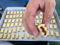 Machine professionnelle de fabrication de rouleaux de figues, machine à garnir les barres de figues Newton, machine à enrober les biscuits fourrés aux dattes pour les entreprises