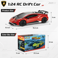 Coche de Carreras a Control Remoto Lamborghini Escala 1:24, Estilo Oficial del Equipo, Set Multipack, Estuche Exclusivo, Juguete Electrónico con Luces LED para Niños