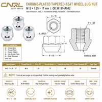 Écrou de roue chromé Ruili M12 OE 361814A0A2 à siège conique en acier haute résistance, fixations automobiles pour modification de voiture