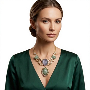 Collar de Lujo con Colgante Vintage de Amazonita Natural Chapado en Oro de 18K y Circonita Cúbica, Regalo para Mujer - Product Image 2