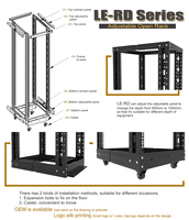 LE 19 pouces 18U 47U 600x1000mm ouvert serveur Rack 4 roulette acier métal 4 poteaux extérieur ordinateur centre de données personnalisé verre Stock