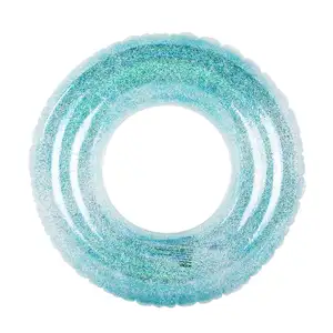 Fabriek Zomer Zwembad Strand Party Zwemmen Float Buis Duurzame Ronde Vormige Transparante Pvc Glitter Opblaasbare Zwemring