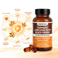 Complément Alimentaire Quotidien Premium à Base de Curcuma et de Curcumine avec Extrait de Poivre Noir en Gélules Molles