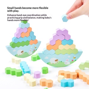 <span class=keywords><strong>Jeu</strong></span> d'empilage éducatif <span class=keywords><strong>en</strong></span> <span class=keywords><strong>bois</strong></span> pour enfants, jouet de table interactif pour garçons et filles, construction de tours parent-enfant - Product Image 2