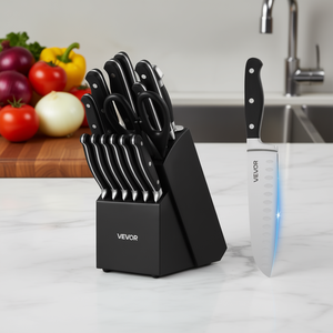 Juego de cuchillos de cocina Vevor de 15 piezas de acero inoxidable con mango resistente a las grietas para cocinar en casa - Product Image 2