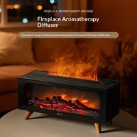 Humidificateur à flamme de cheminée simulée 3D, portable, USB, pour la maison, fonction de minuterie, lumière d'ambiance nocturne, aromathérapie
