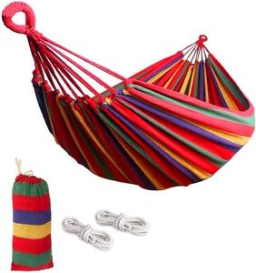 Doble portátil jardín poliéster 100% algodón al aire libre camping hamaca - Product Image 1