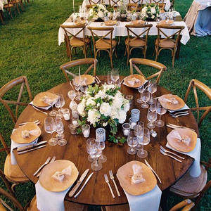 Prix bon marché Mobilier d'extérieur commercial Plateau en bois Restaurant Ferme Salle à manger Hôtel Banquet pliant en bois Table de mariage - Product Image 3