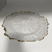 Garniture en or clair Design rond de luxe Plat de chargeur en plastique de Style européen pour les dîners de mariage à la maison