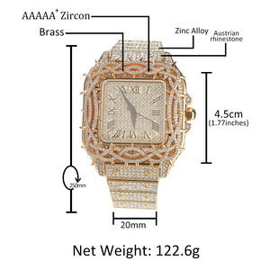 <span class=keywords><strong>Montre</strong></span> à quartz pour <span class=keywords><strong>homme</strong></span> tendance vintage hip-hop, motif épines, carrée, entièrement sertie de diamants, 45 mm, mouvement japonais MIYOTA <span class=keywords><strong>Citizen</strong></span> - Product Image 2