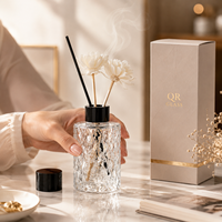 Diffuseur d'ambiance de luxe en verre vide pour huiles essentielles, avec bâtonnets en rotin noir – Profitez de la fraîcheur au quotidien