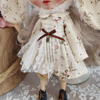 Tenue de lapin pour poupée Blythe Little Cloth Doll, vêtements pour poupées Ob22 Ob24, ensemble jupe Azone Little