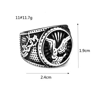 European American Style Men's <b>Titanium</b> Steel <b>Ring</b> Viking Raven Pattern Double Sided Wolf Design Hip Hop Jewelry Gift - Product Image 5