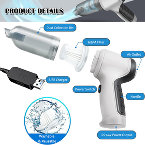 Aspiradora de Mano Inalámbrica, Mini Aspiradora Portátil Inalámbrica para Automóvil con Alta Succión - Product Image 3