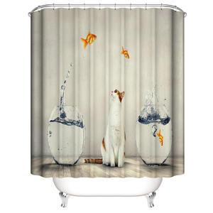 Vente en gros <span class=keywords><strong>Rideau</strong></span> de douche en tissu polyester imperméable et écologique, résistant à la moisissure, pour animaux, dessin animé, fabriqué en Chine, 180x200cm - Product Image 4