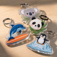Porte-clés en plastique acrylique personnalisés en gros, breloques de dessins animés, support de pin's, époxy transparent, légers et étanches