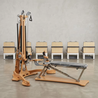 MJD-W42 En promotion : Appareil d'entraînement Pilates à poulie en bois de hêtre, à résistance réglable, pour exercices de rotation corporelle, pour salle de sport et studio