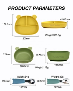 Nuevo Juego de Platos, Tazones y Cucharas de Silicona para Bebés, de Grado Alimenticio, Libres de BPA, <span class=keywords><strong>Precio</strong></span> al por Mayor 2024 - Product Image 3