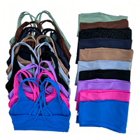 Ensemble de vêtements de yoga 2 pièces pour femme, été, couleur unie, taille haute, effet push-up, contrôle du ventre, respirant, pantalon extensible quadridirectionnel, dos croisé