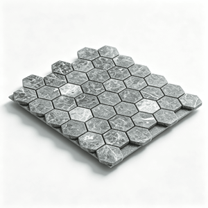 Plaque de mosaïque hexagonale en marbre vert foncé, 305x298mm, épaisseur 10mm, pour la décoration des murs et sols intérieurs - Product Image 2