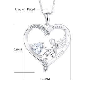 Nuevo collar de moda europea y americana con diseño de ángel y amor, con la frase 'Forever In My Heart', un regalo elegante <span class=keywords><strong>para</strong></span> mamá o niña - Product Image 3