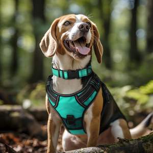 Kerah anjing reflektif untuk anjing besar, keselamatan berjalan malam, nilon empuk & bernapas Neoprene lembut, PAS dapat disesuaikan, <span class=keywords><strong>Teal</strong></span> - Product Image 2