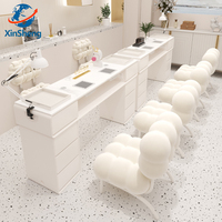 Vente flash : Ensemble professionnel de table et de chaise de manucure en acier inoxydable, bureau à ongles avec aspirateur pour salon de manucure