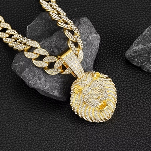 Colar Pingente de Cabeça Completa Estilo Hip Hop Europeu Americano, Corrente Cubana em Liga de Latão e Zinco, para Festas e Presentes Masculinos - Product Image 4