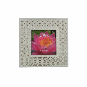 Cornice Portafoto in Cristallo Mjto 3x3 Pollici 8cmx8cm Argento Cornice Decorativa - Product Image 2