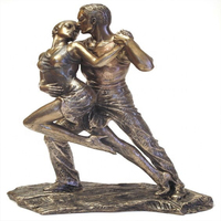 Sculpture de couple dansant en bronze sur mesure, en forme de cœur, grandeur nature, en métal moulé, figurine de fée décorative pour parc